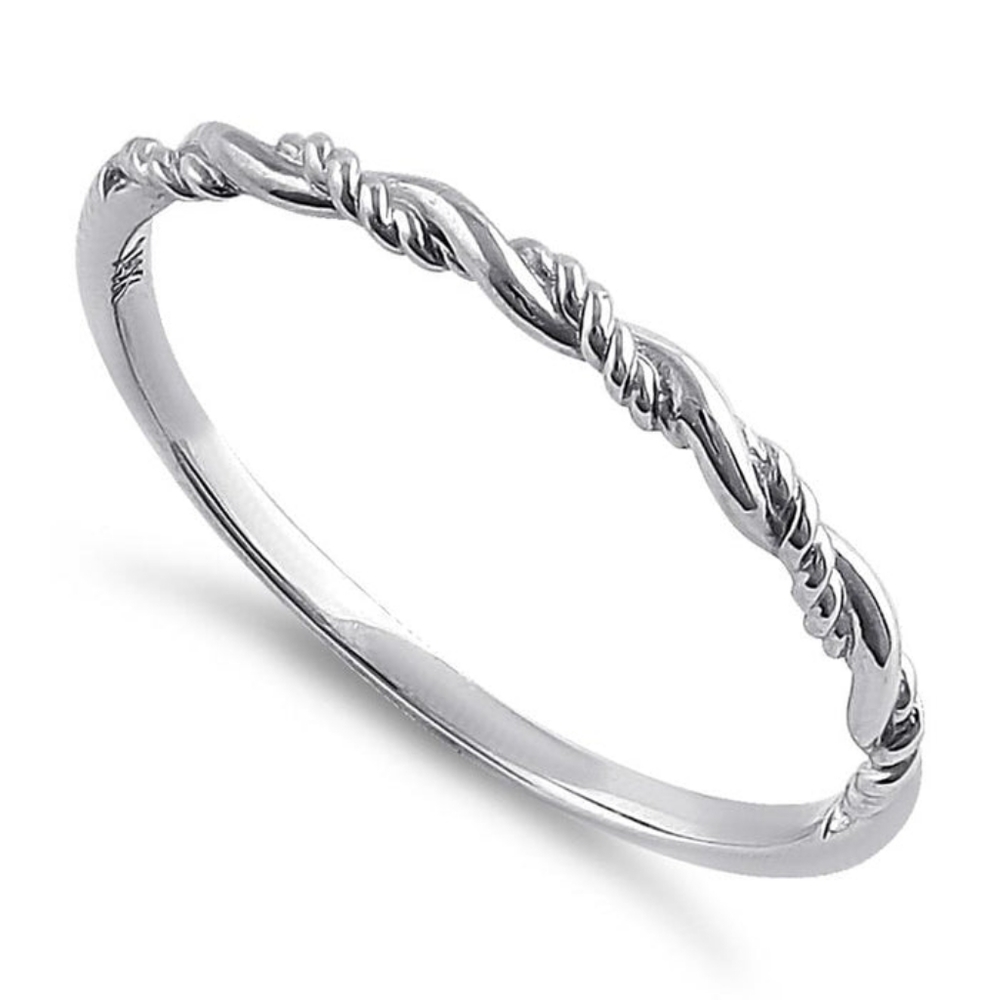 - Solid 14K White Gold Simple Twist Ring